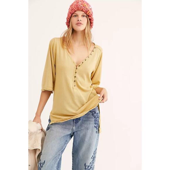 Free People Tops - We The Free Morgan Henley Alchemy Loose Fit Half Sleeve Tunic Top Blouse Shirt
